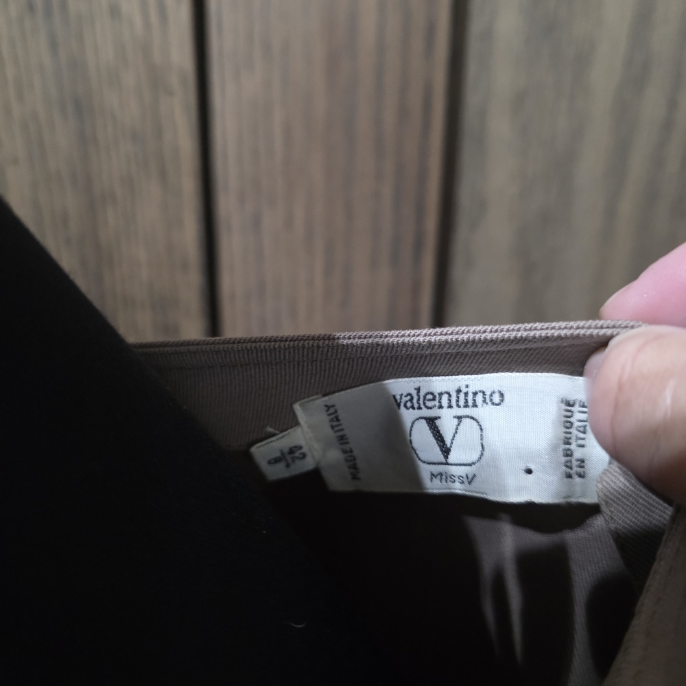 Valentino Long Sleeve Dress in Taupe with Gold Buttons - Picture 4 of 5